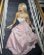Pretty Ball Gown Strapless Pink Long Satin Formal Prom Dresses Formal Evening Dresses