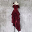 Pretty Irregular Ruffled Spaghetti Straps Burgundy Formal Prom Dresses With Detachable Rose Long Birthday Dresses For Women