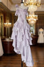 Pretty Irregular Ruffled Suspender Formal Prom Dresses With Detachable Rose Long Birthday Dresses For Women