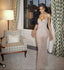 Pretty Mermaid Halter Neckline Long Sequin Champagne Party Dresses Formal Prom Dresses