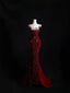 Pretty Mermaid Spaghetti Straps Sequin Beads Burgundy Long Formal Prom Dresses Formal Evening Dresses