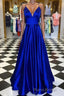 Pretty Royal Blue A-line Spaghetti Straps Formal Prom Dresses, Evening Dresses