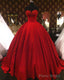 Sweetheart Wine Red Lace Appliques Red Princess Prom Dresses