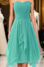 Mint A Line Sweetheart Ruffles Short Front High Low Cheap Short Formal Prom Dresses