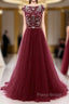 Burgundy Wine Red Beading Long Sexy Formal Prom Dresses