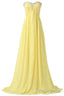 Sweetheart Long Yellow Chiffon Beaded Pregnant High Low For Teens Simple Bridesmaid Dresses