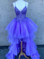 Purple Tulle Appliques Prom Dress