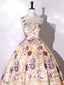 Quinceanera Dress Champagne A-line Flowers Long Prom Dress Champagne Sweet Dress