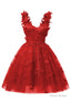 Red 3D Butterfly Lace Applique Tulle Homecoming Dress for Teens Sweetheart Mini Short Prom Dresses
