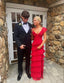 Long Red Formal Prom Dresses, Sexy Lace Formal Evening Dresses With Slit