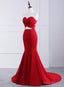 Red Mermaid Sweetheart Satin Cut Out Long Prom Dress