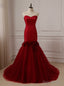 Red Sweetheart Sleeveless Tulle and Satin Bride Wedding Dress