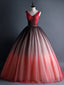 Red Tulle V-neck Pleats Beading Quinceanera Dress