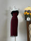 Retro Burgundy Slim-Fit Tube Top Ruffled Tulle Formal Prom Dresses