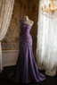 Retro Elegant Purple 3D Floral One-Shoulder Mermaid Satin Long Formal Prom Dresses