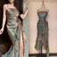 Retro Mermaid Spaghetti Straps Satin Long Party Dresses Formal Prom Dresses