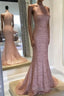 Rose Gold Sequins Halter Bridesmaid Dresses Long Mermaid Gowns