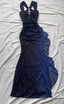 Royal Blue Sheath Long Formal Prom Dresses Ruffled Formal Evening Dresses