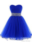 Royal Blue Sweetheart Pleats Beading Sequins Homecoming Dress