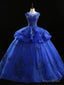 Royal Blue Tulle Appliques Beading Quinceanera Dress