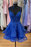 Royal Blue Appliques Short Ruffles Princess Dress