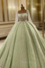 Sage Tulle Ball Gown With Sequin Pattern