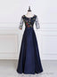 Satin Prom Dresses A-Line Party Prom Dresses Embroidery Prom Dresses