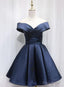 Satin Sweetheart Bridesmaid Dress, Off Shoulder Short Formal Dress
