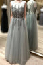 Scoop Neck Floor-Length Tulle Sleeveless Formal Dresses
