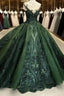 Sequin Sparkly Off The Shoulder Ball Gown Formal Prom Dresses Sweet 16 Dresses