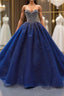 Sequined Navy Blue Quinceanera Dresses Ball Gown Dresses