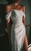 Sexy A Line Off The Shoulder Long Formal Prom Dresses Slit Sequin Prom Dresses