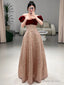 Sexy A Line Off The Shoulder Sequin Floor Length Evening Dress Prom Dresses
