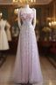 Sexy A Line Straps Lilac Sequin Formal Prom Dresses