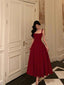 Sexy A Line Straps Red Ankle Length Formal Prom Dresses Birthday Outfits Formal Dresses