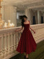 Sexy A Line Straps Wine Red Ankle Length Formal Prom Dresses,Wine Red Formal Dresses