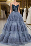 Sexy Ball Gown Sweetheart Neckline Gray Tulle Formal Dresses Formal Prom Dresses