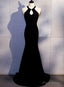 Sexy Black Mermaid Long Halter Evening Dress, Black Prom Dress