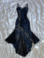 Sexy Bodycon Mermaid Straps Long Navy Blue Lace Formal Prom Dresses Party Dresses