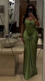Sexy Green Strapless Mermaid Formal Dresses Sweetheart Formal Evening Dresses Elegant Satin Long Formal Prom Dresses