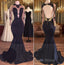 Sexy Mermaid Black Gold Long-Sleeve Formal Prom Dresses