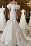 Sexy Mermaid Off The Shoulder Satin White Long Wedding Dresses Brides Dresses