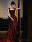 Sexy Mermaid Spaghetti Straps Burgundy Floor Length Evening Dress Prom Dresses