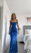 Sexy Mermaid Spaghetti Straps Royal Blue Long Formal Evening Dresses Party Dresses Formal Prom Dresses