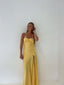 Sexy Mermaid Spaghetti Straps Sleeveless Party Dresses Yellow Formal Prom Dresses