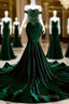 Sexy Mermaid Strapless Long Dark Green Formal Prom Dresses Formal Dresses