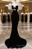 Sexy Mermaid Velvet Party Dresses Black Formal Prom Dresses