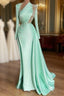 Sexy Formal Prom Dresses Plus Size Arabic Aso Ebi Mermaid Formal Prom Dresses Lace Beaded Illusion Satin Floor Length Party Formal Wear
