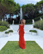 Red Backless Long Formal Prom Dresses With Ruffle