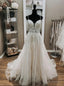 Sexy White Tulle Lace Spaghetti Straps Wedding Dress